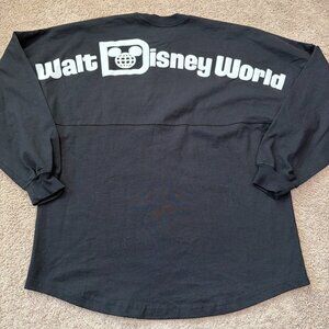Walt Disney World Spirit Jersey Top Women M Black Spellout Oversized Puff Paint